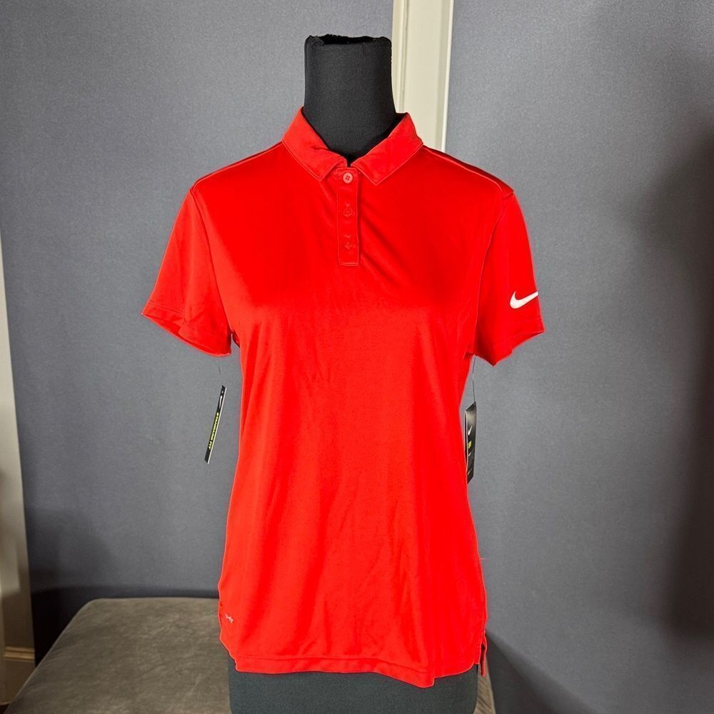 Womens Nike Golf Polo Shirt Red Short Sleeve Standard Fit 884871-657 Size XL NWT